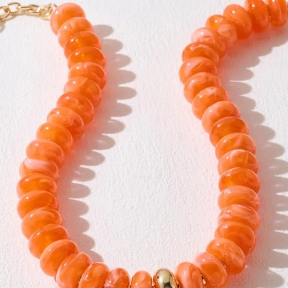 Statement Orange Beaded Necklace new